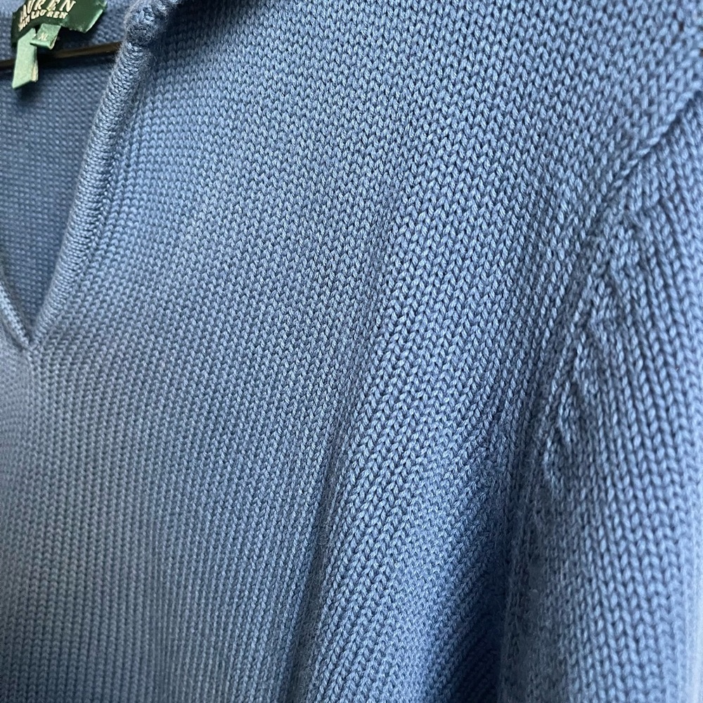 Ralph Lauren Denim Blue V-Neck Sailor Collar Sweater - Picture 5 of 5